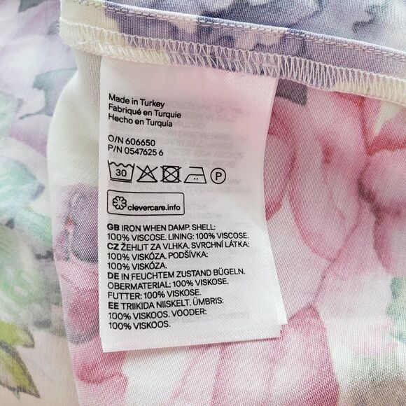 H&M Floral Bird Print Midi Sun Dress Open Back Size 4 NEW Yellow Ruffle Strap - Picture 12 of 13